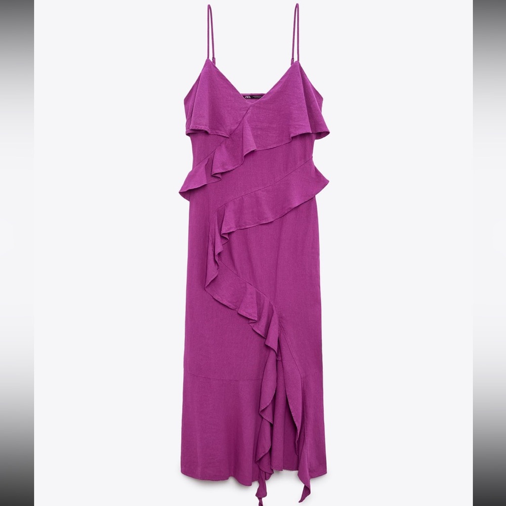 ZARA RUFFLED SLIP DRESS - Picture 5 of 8